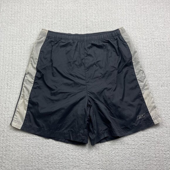 Vintage Y2K Reebok Nylon Shorts Men’s Sz M Black Gray Gym Training Athletic Read - Picture 1 of 10